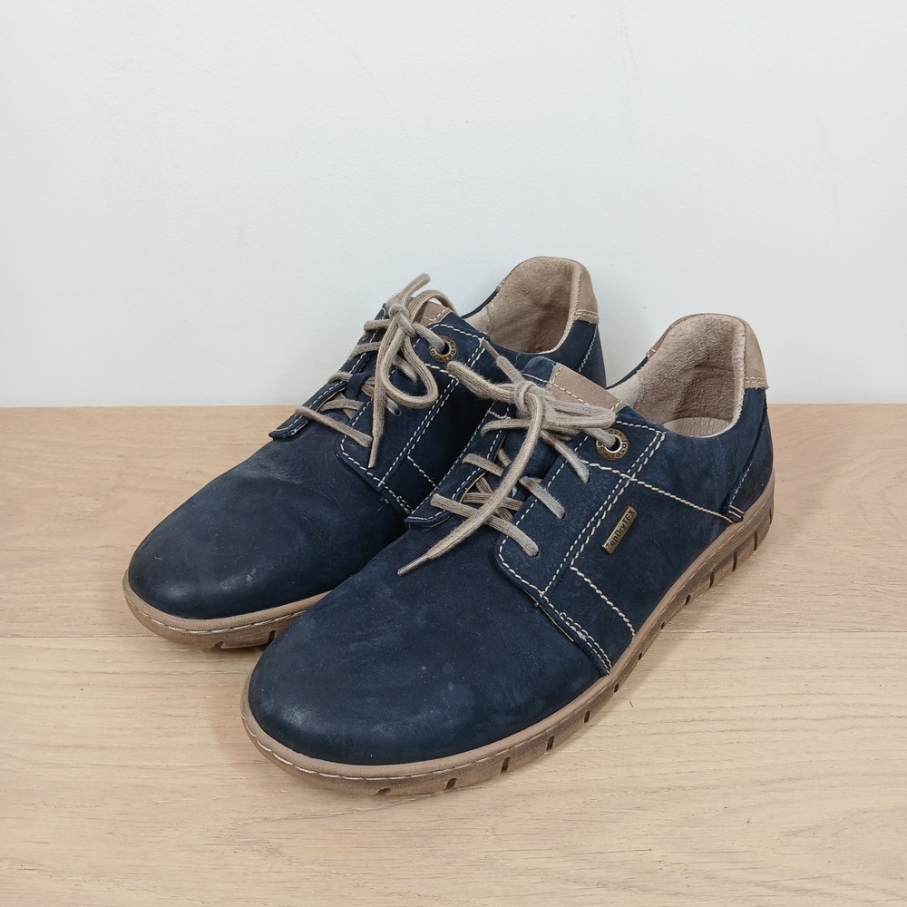 Josef Seibel Sneakers Mens 7.5 Blue Leather TopDry Tex Lace Up Comfort Shoes